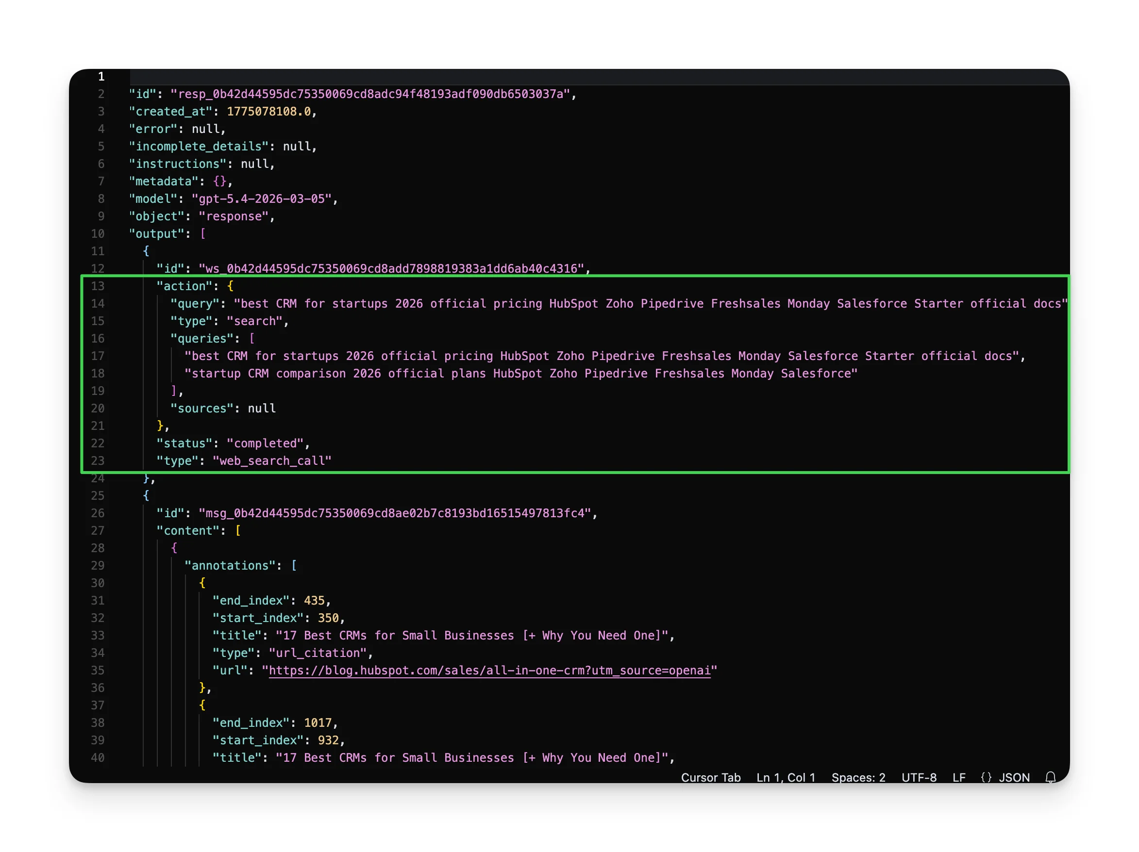 OpenAI API exposing ChatGPT sub-queries with brand names baked in