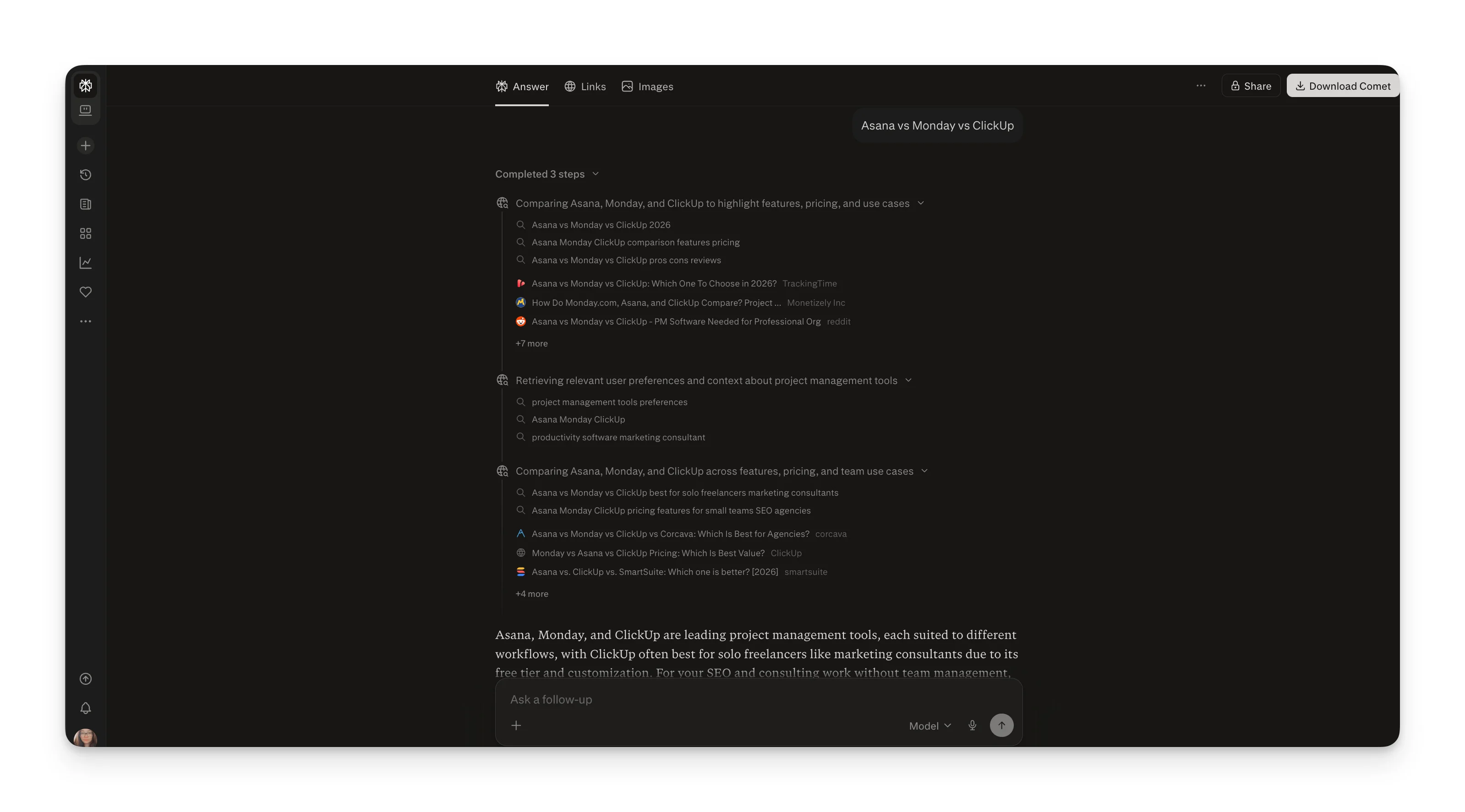 Perplexity progressive research chain