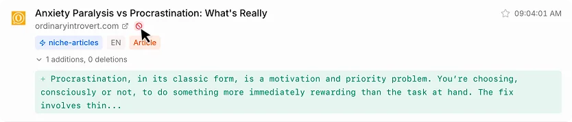 Niche article match detected by Firehose