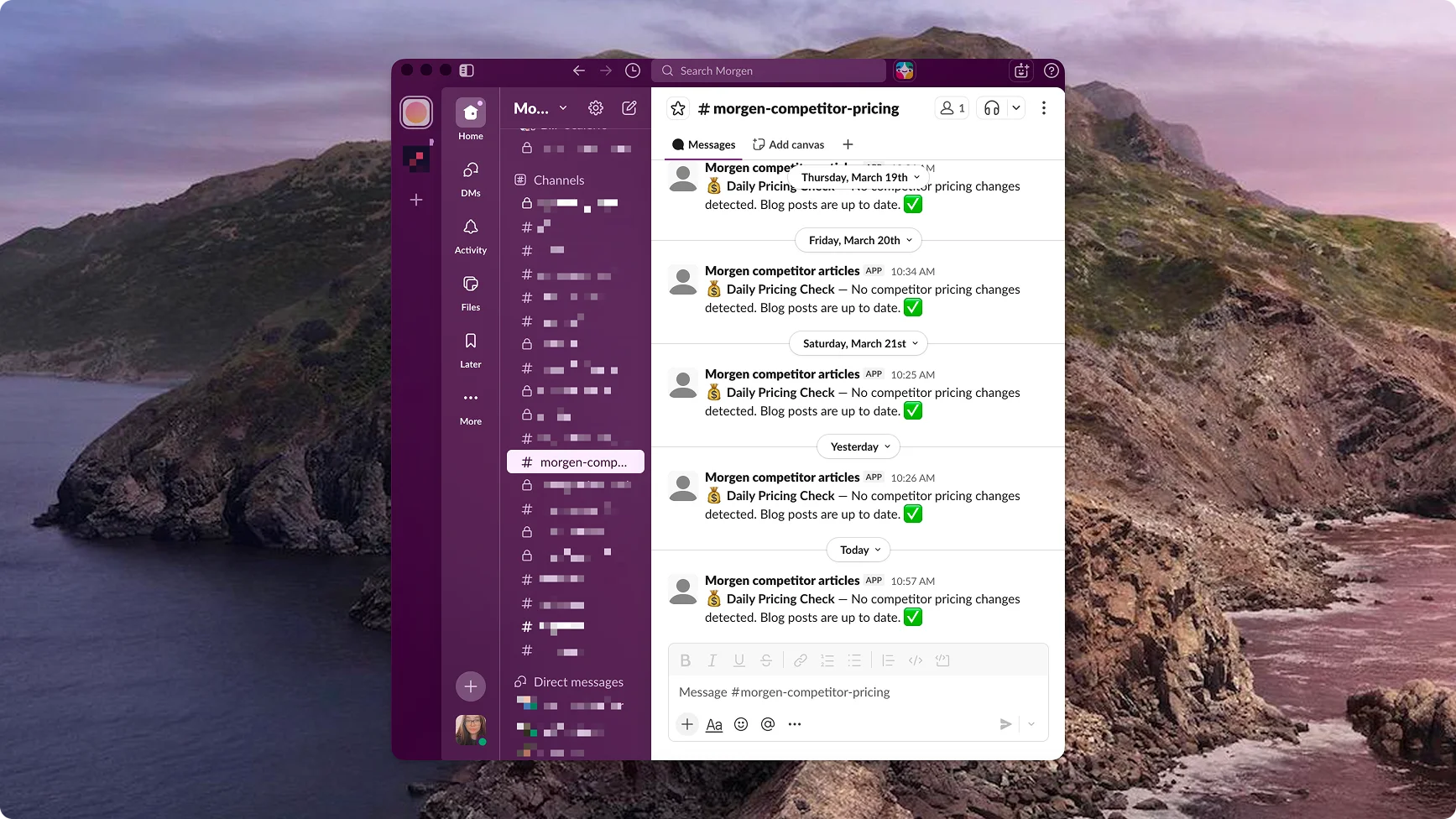 Slack approval flow for competitor pricing updates