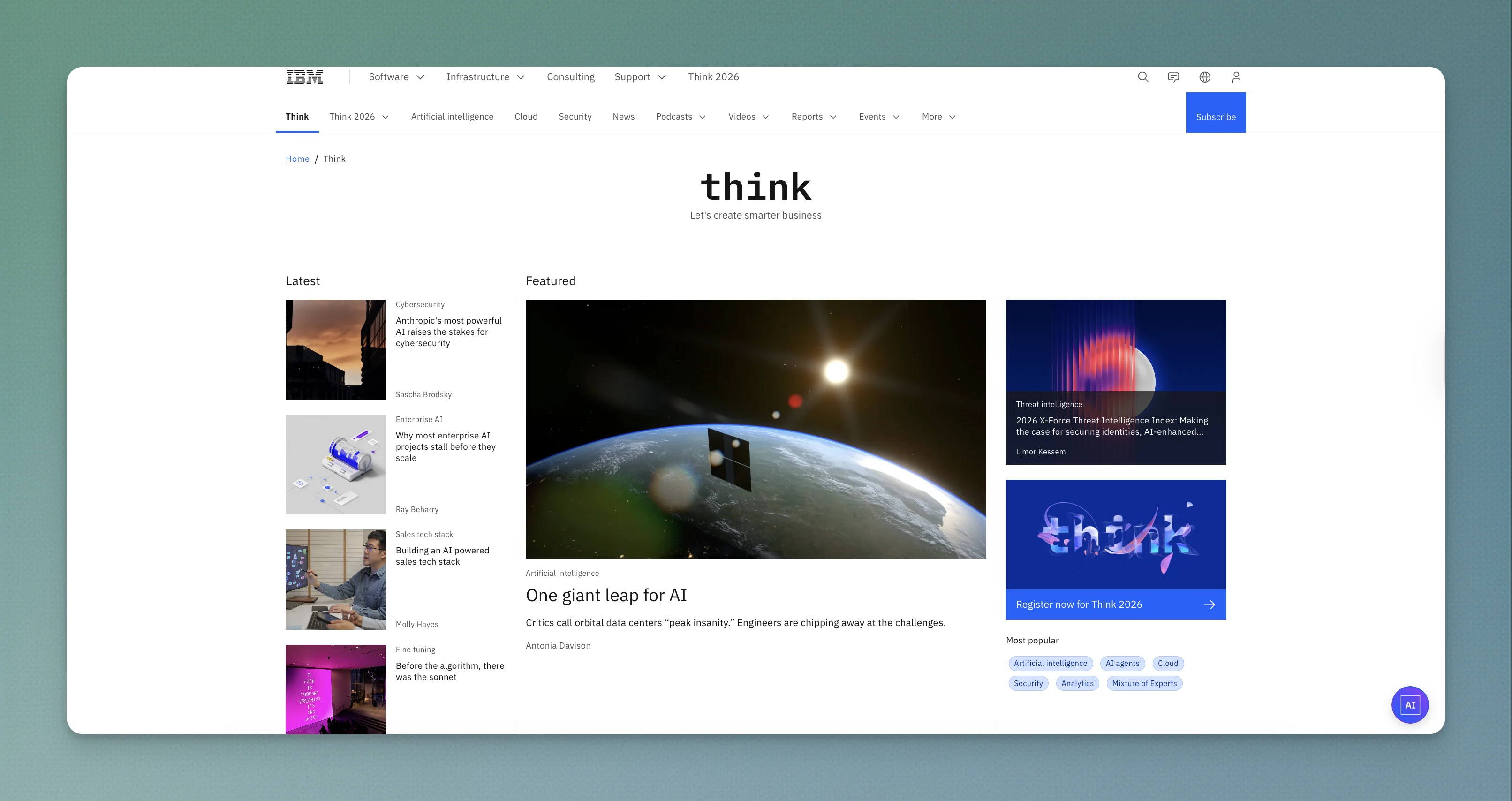 IBM Think hub landing page